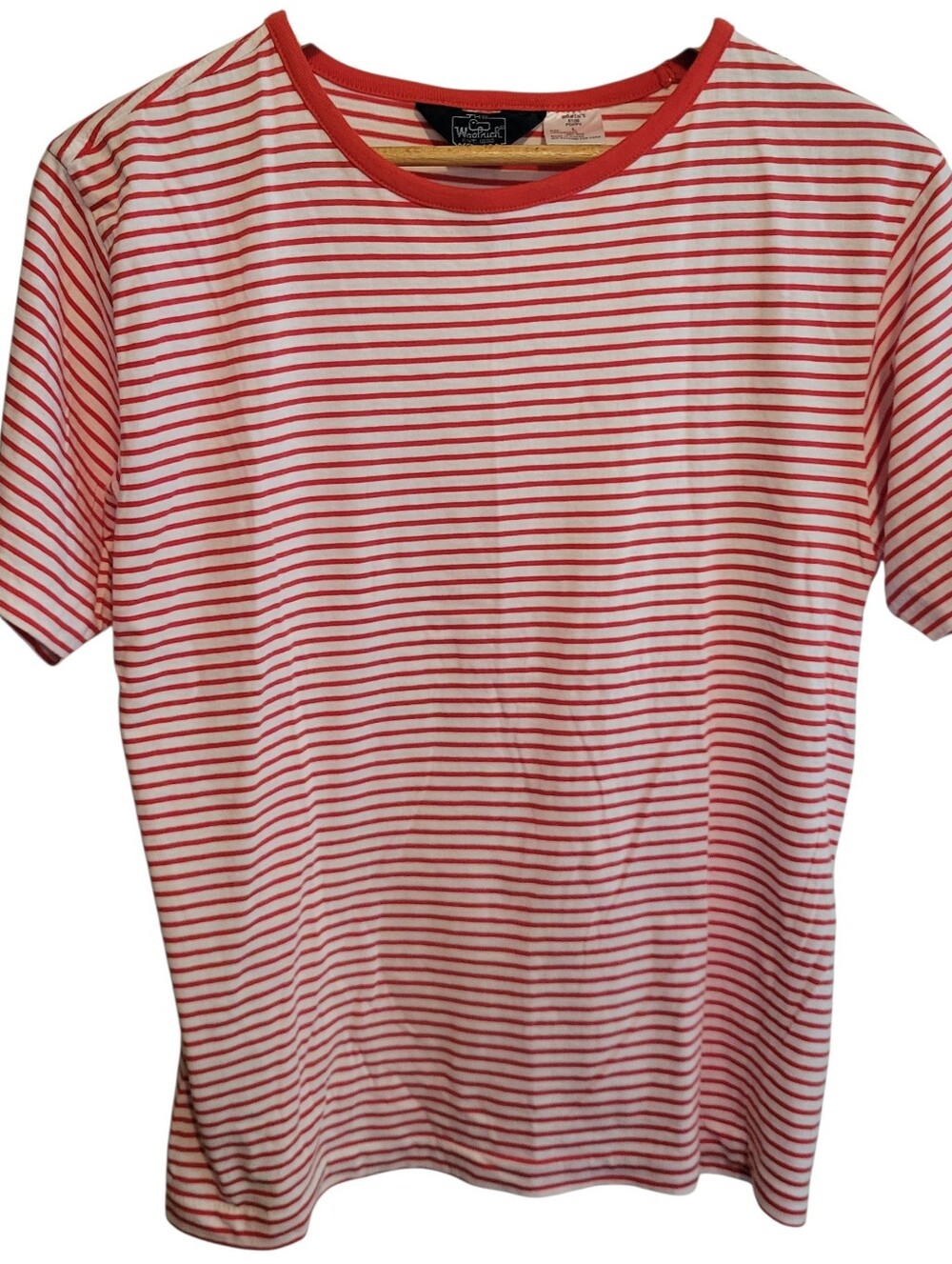 Vintage The Woolrich Woman 1980s 100% Cotton Red & White Striped T-Shirt Large